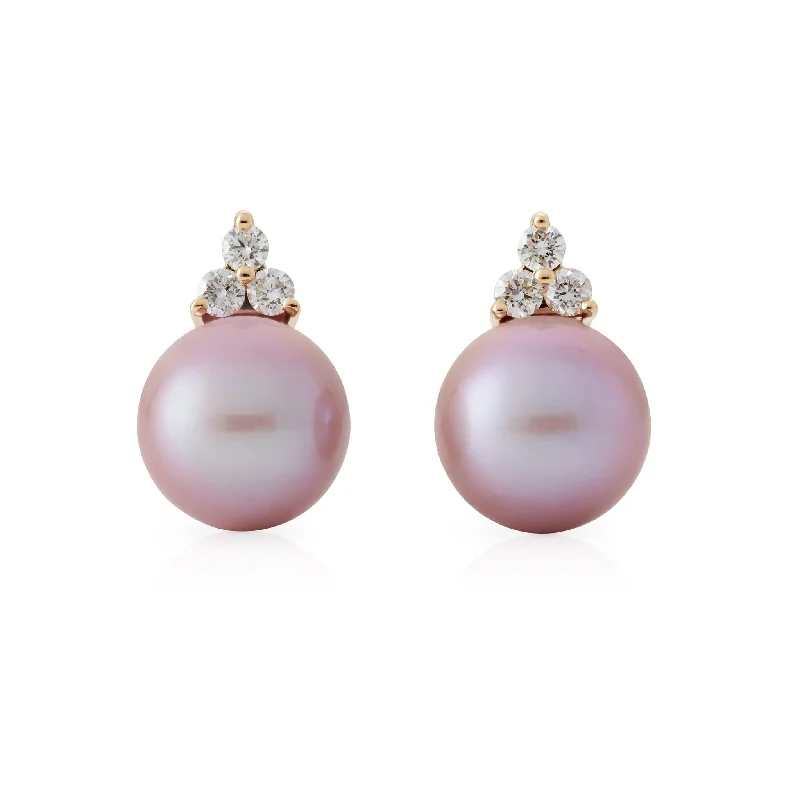 Boho Hoop Earrings-Madison Earrings in Pink Pearls & Diamonds