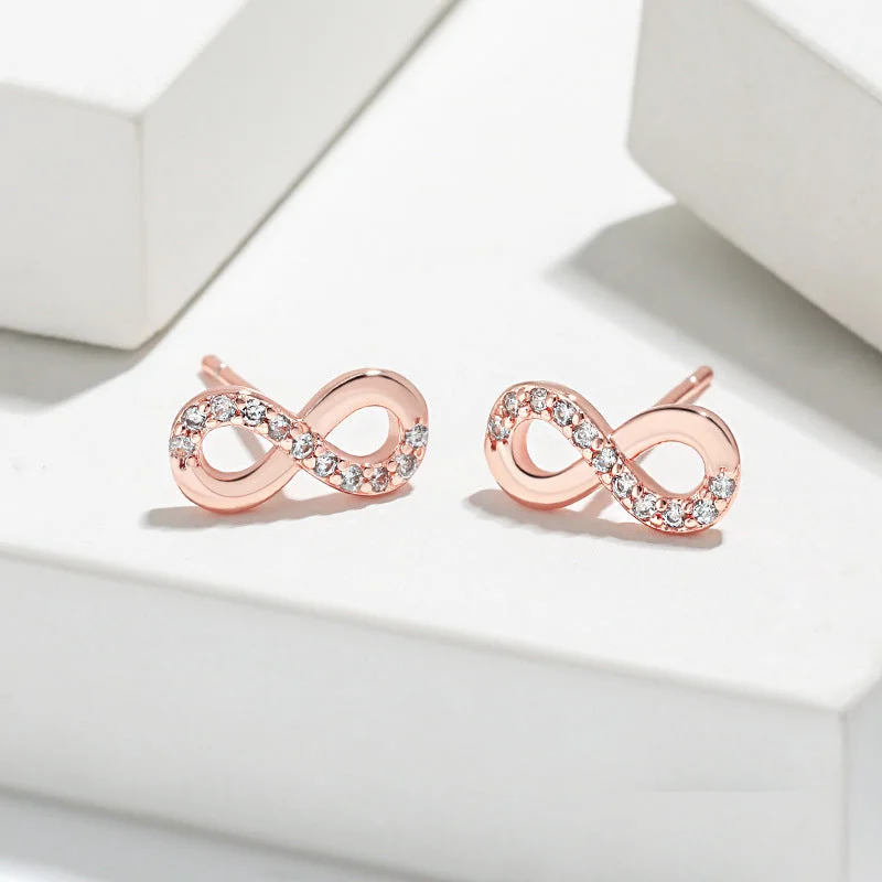 Rose Gold Stud Earrings (Silver Needle Earplug)