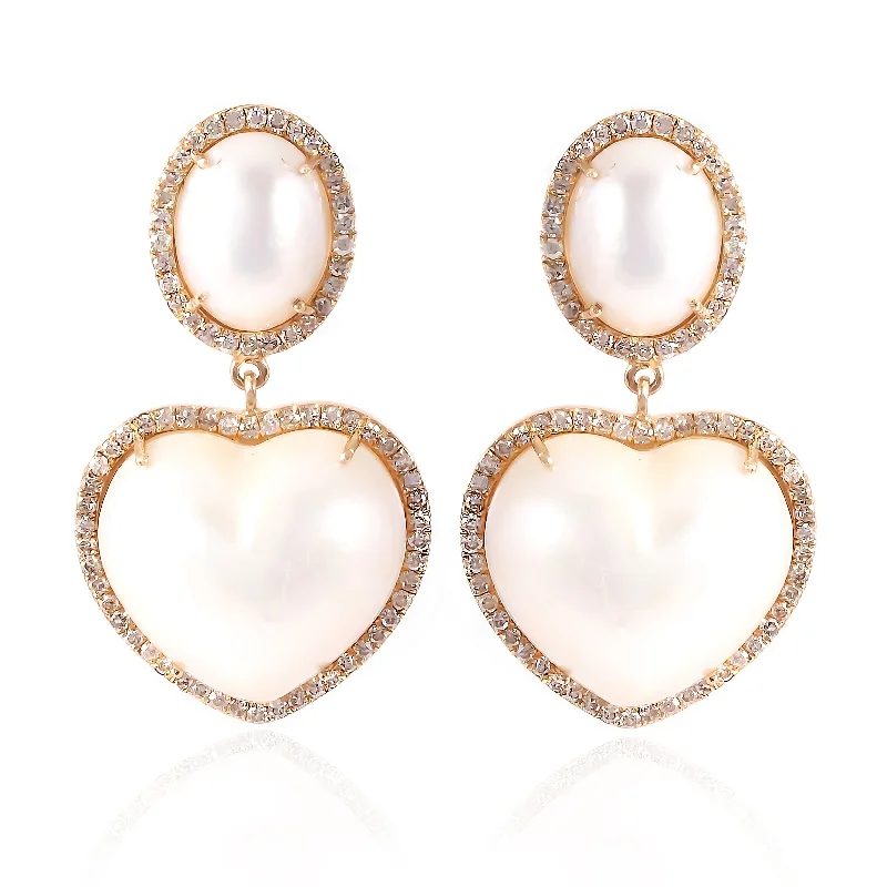 Retro Earrings for Women-Pearl Heart Drops