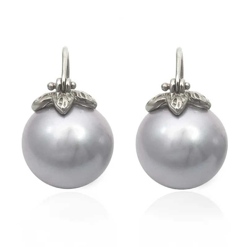 Silver Dangle Earrings-Floating Pearl Drops