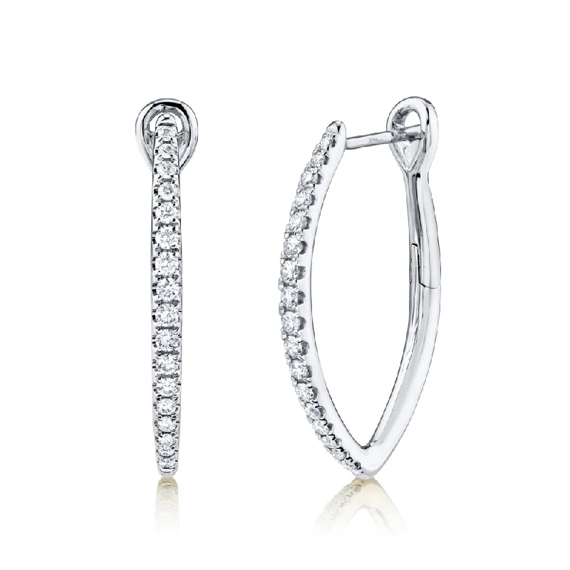 Luxury Gemstone Earrings-Diamond V Hoops