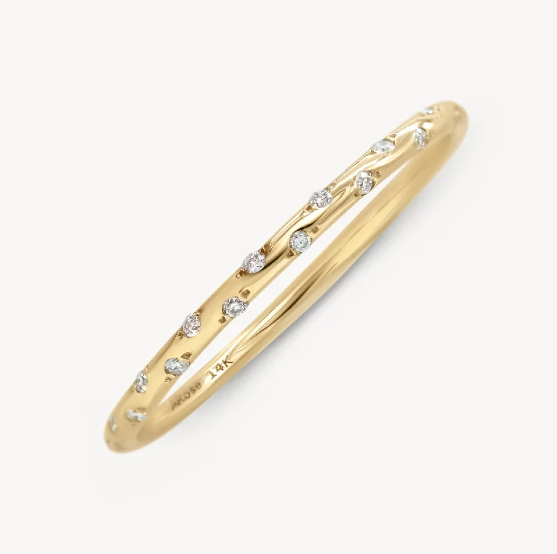 Elegant Diamond Ring-Thin Starry Diamond Eternity Band