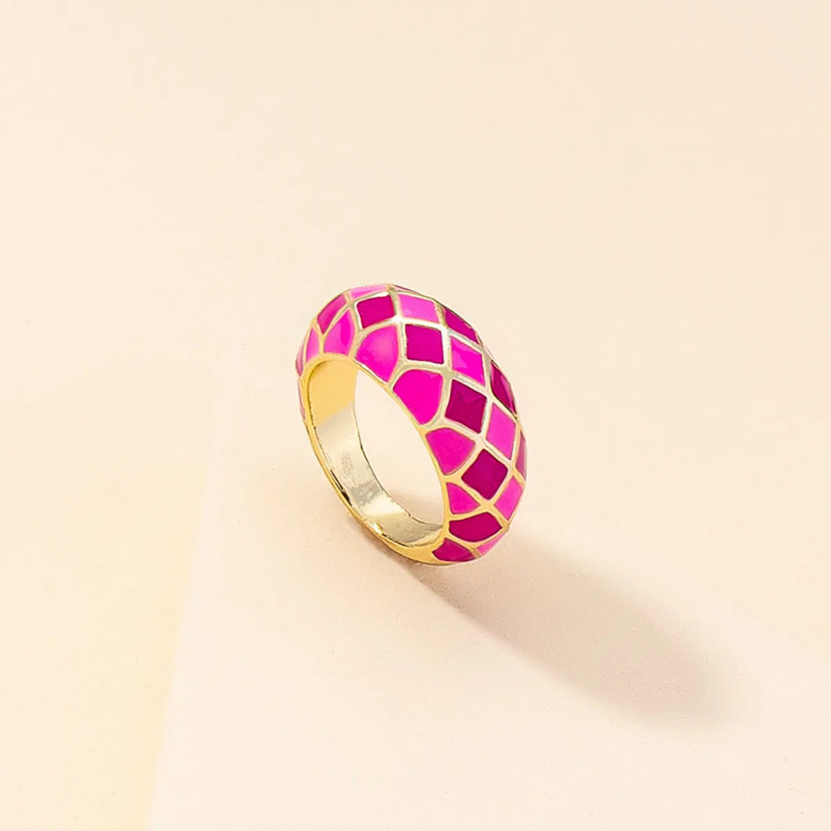 Fashionable Gold Engagement Ring-Wholesale Jewelry Enamel Glaze Plaid Ring Gooddiy