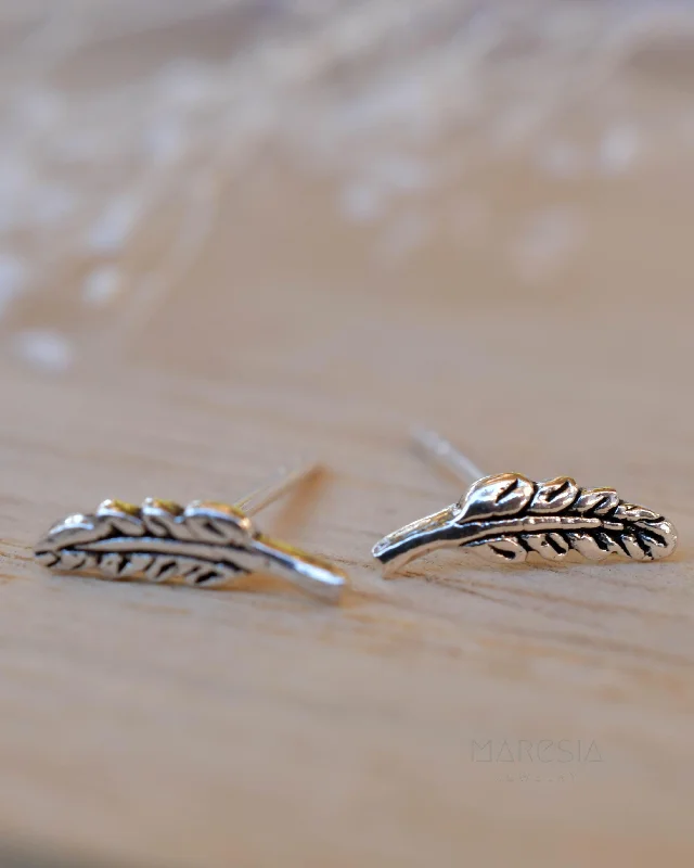 Colorful Stud Earrings-Leaf Stud Earrings ~ Sterling silver 925 ~ SME076