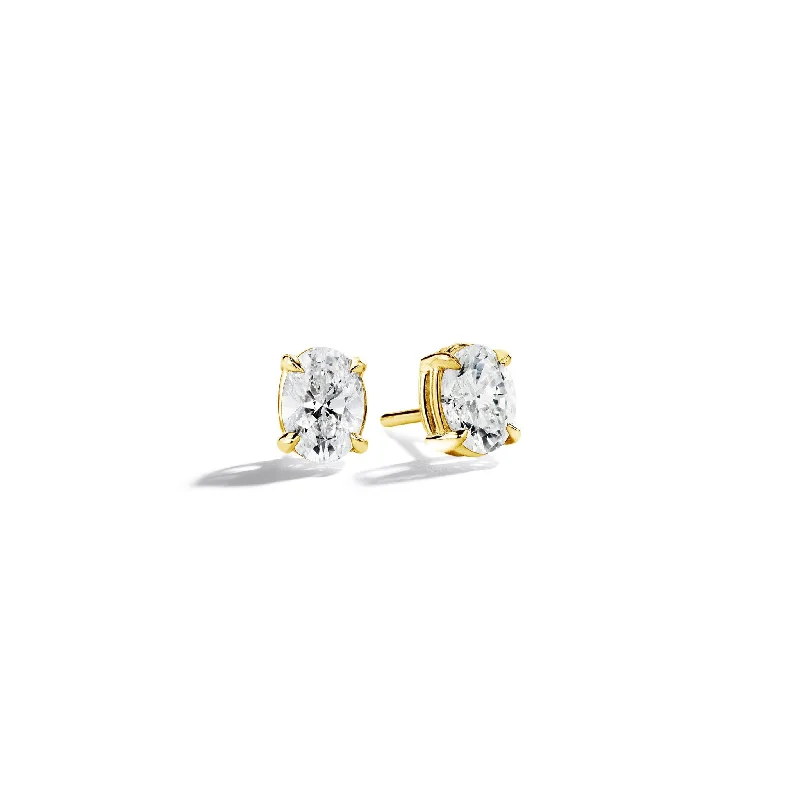 Classic Stud Earrings-Oval Cut Diamond Studs