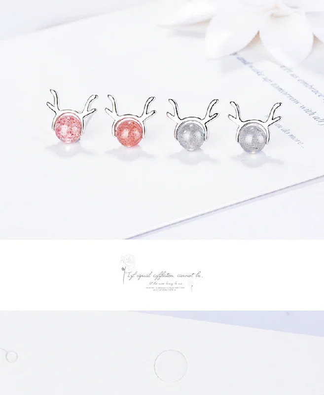 Wedding Earrings with Crystals-1 Pair Cute Simple Style Deer Crystal Copper Ear Studs