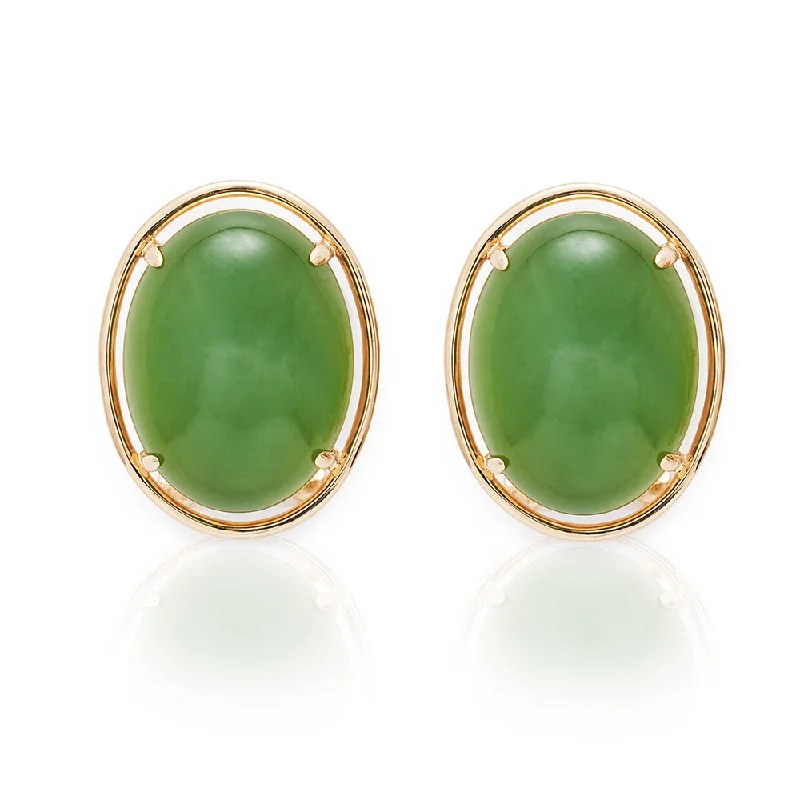 Unique Gold Earrings-Peninsula Earrings in Green Nephrite Jade