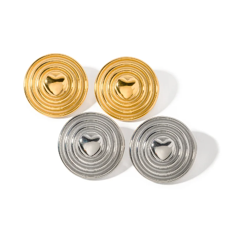 High-End Earrings for Weddings-1 Pair Simple Style Commute Round Plating Stainless Steel 18k Gold Plated Ear Studs