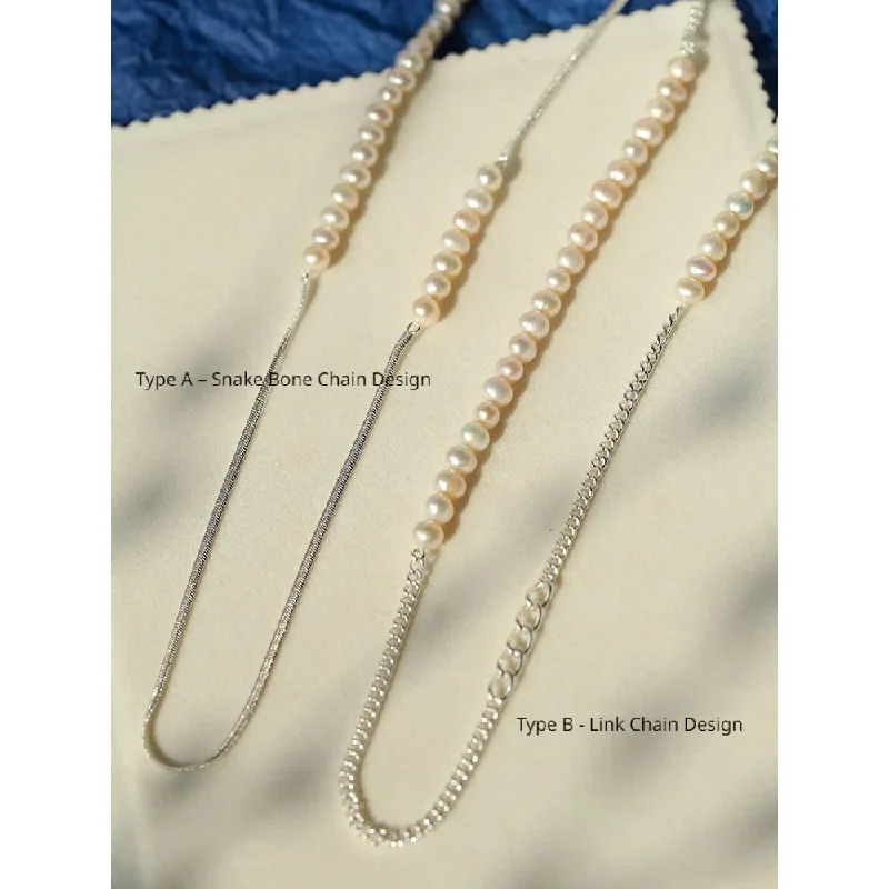 Minimalist Serpent Bone Chain Pearl Y Necklaces