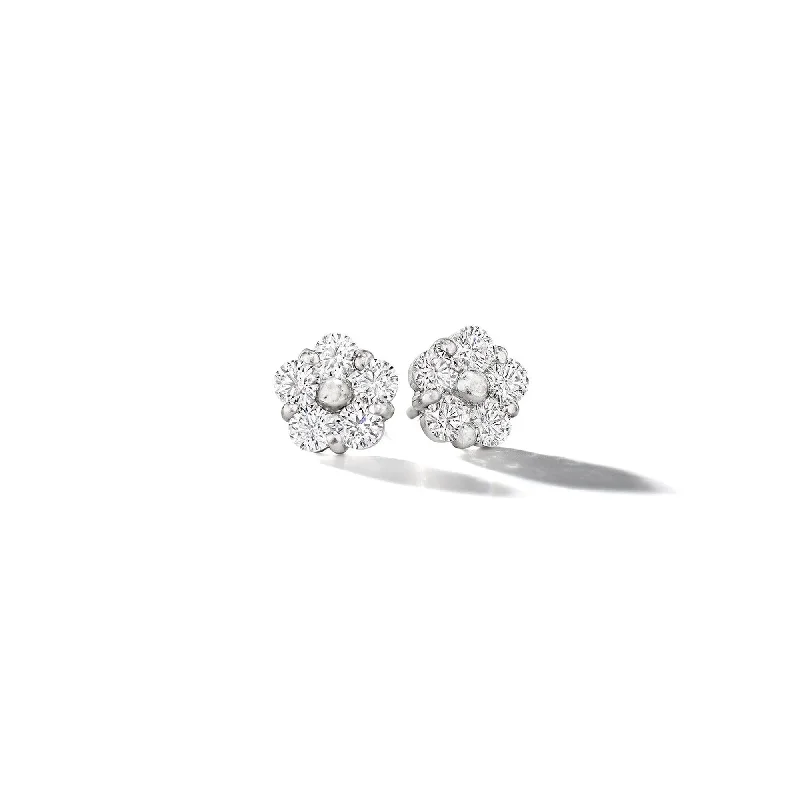 Luxury Gemstone Earrings-Anzia Flower Diamond Studs - Medium