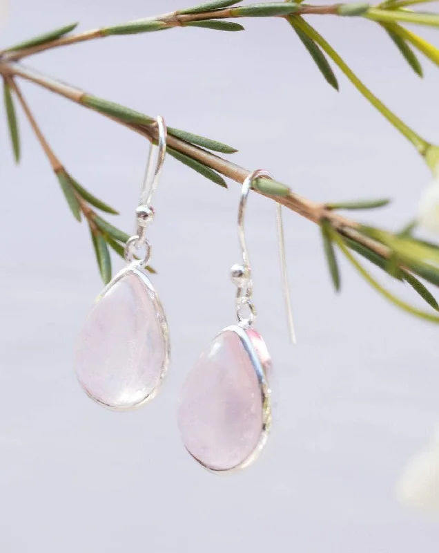 Vintage Wedding Earrings-Rose Quartz Earrings ~ Sterling Silver 925  ~ ME138