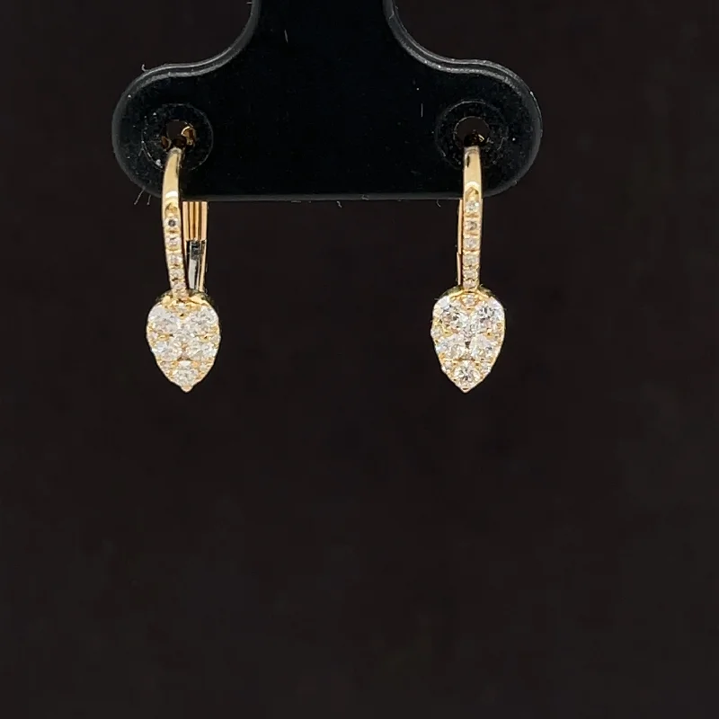 Modern Bridal Earrings-Diamond Raindrops Huggie Hoop Earrings in 14k Yellow Gold - #167 JJE026 - 003