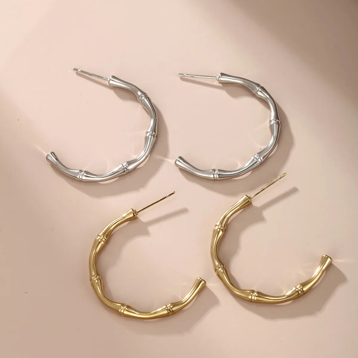 Gemstone Earrings for Brides-1 Pair Xuping Simple Style Commute C Shape Plating Stainless Steel 14k Gold Plated White Gold Plated Ear Studs