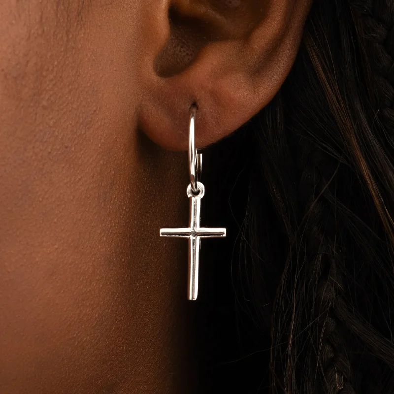 Fashion Earrings for Women-Silver Cross Earrings