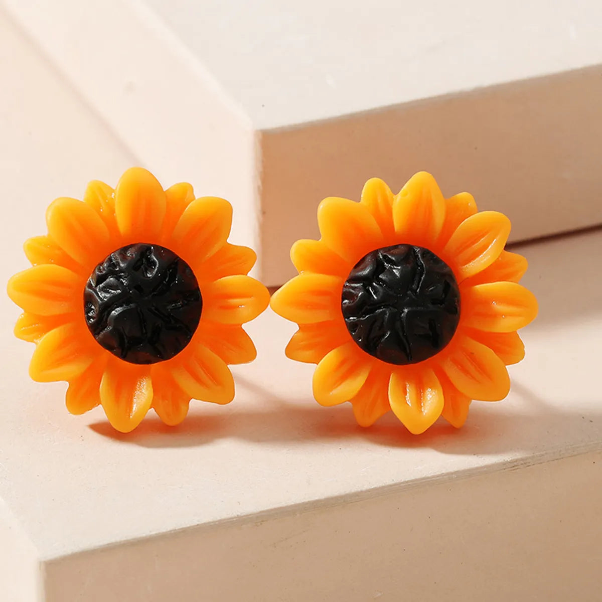 Bridal Earrings with Diamonds-Fashion Summer Fresh Cute Sunflower Shaped Resin Ear Studs