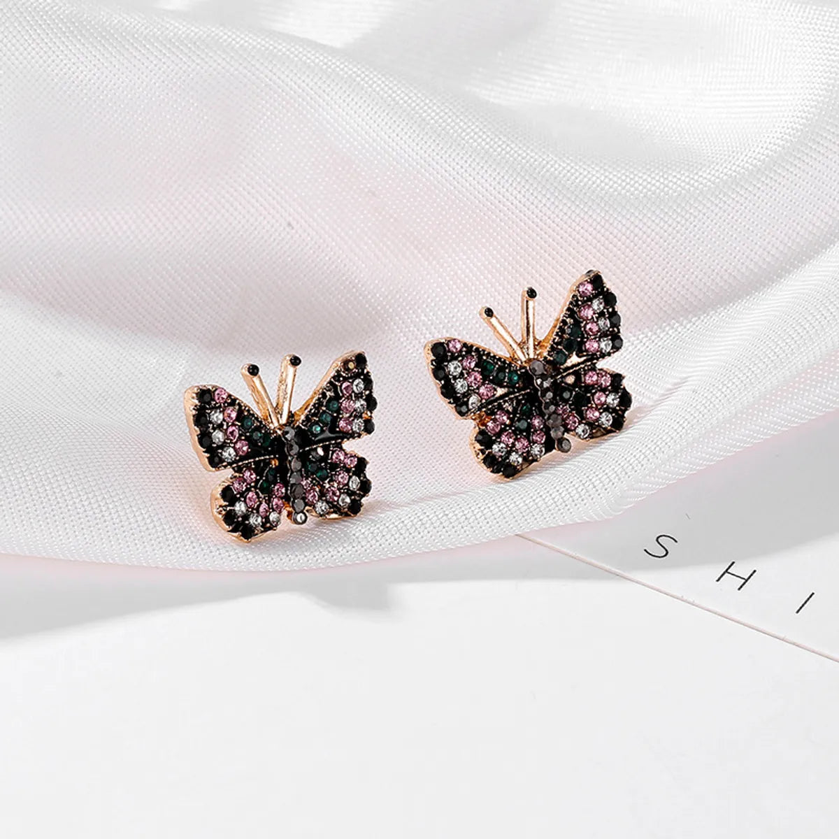 Statement Earrings for Weddings-1 Pair Fashion Butterfly Alloy Plating Rhinestones Women's Ear Studs