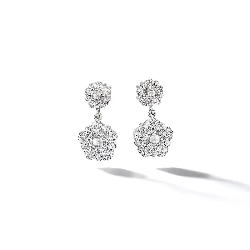 Classic Gold Stud Earrings-Anzia Flower 2-Drop Diamond Earrings