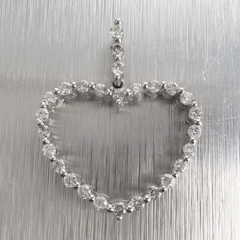 14k White Gold Diamond Open Heart Pendant 0.45ctw H VS2-SI1