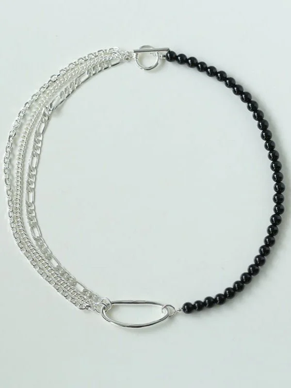 Black Agate Splicing Multi-layer Chain Necklace