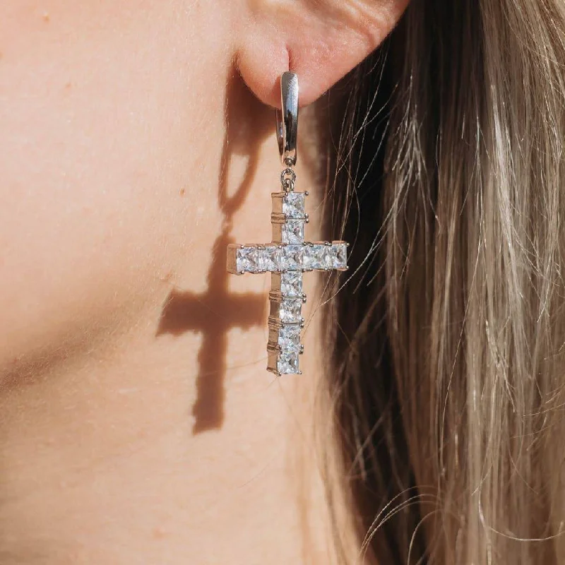 Birthstone Earrings for December-Ascher Cross Earrings