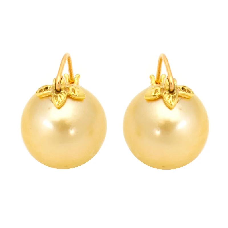 Heart Shaped Stud Earrings-Golden Pearl Earrings