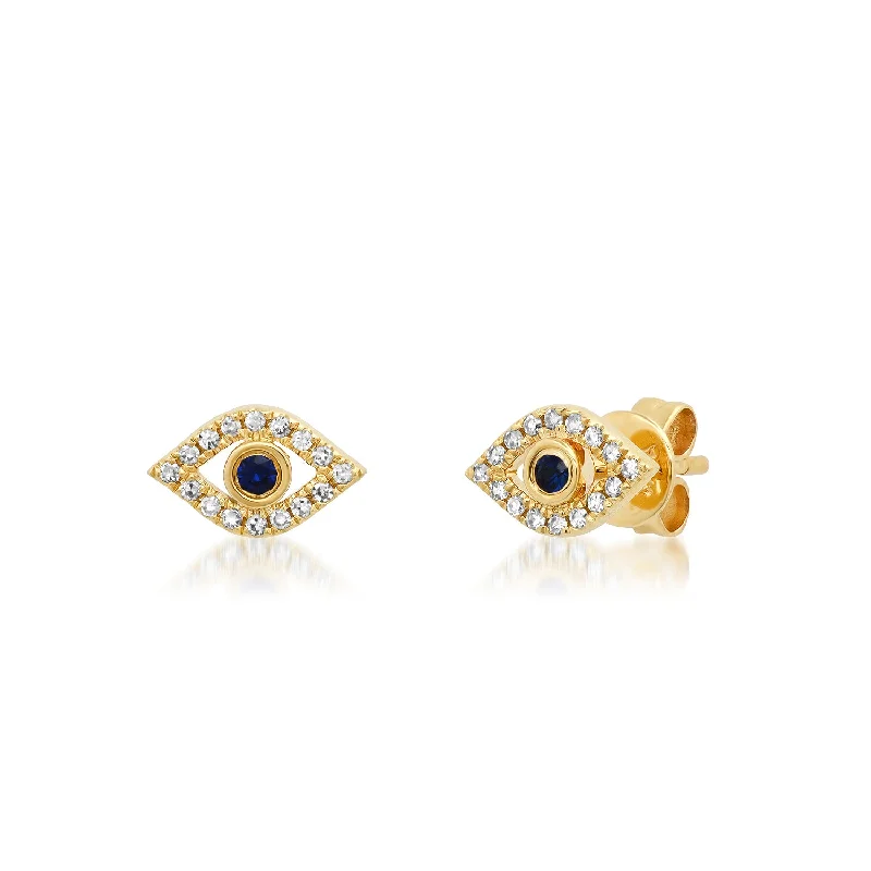 Diamond Hoop Earrings-Evil Eye Studs