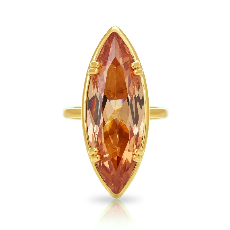 Luxury Gold Wedding Ring-Lotus Marquise Cocktail Ring