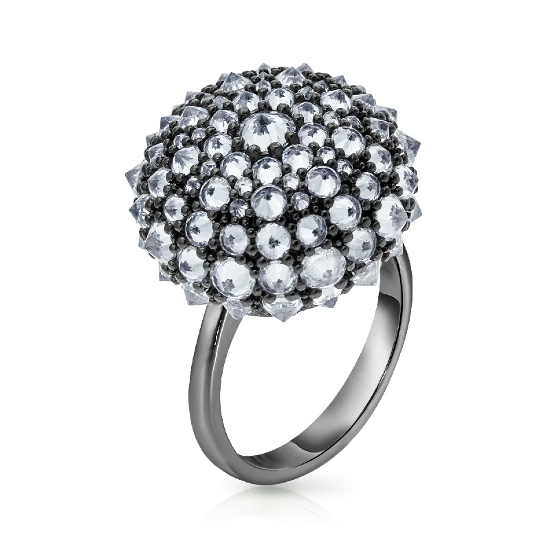 Elegant Wedding Ring-Disco Bonbon Cocktail Ring - Black Rhodium