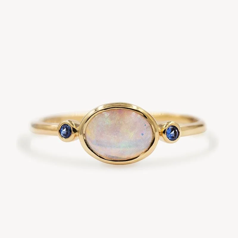 Bridal Engagement Ring-Moonbeam Opal Sapphire Ring