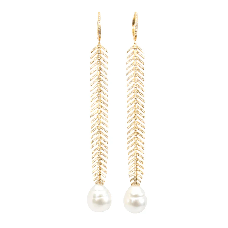 Unique Gold Earrings-Pearl Drop Earrings