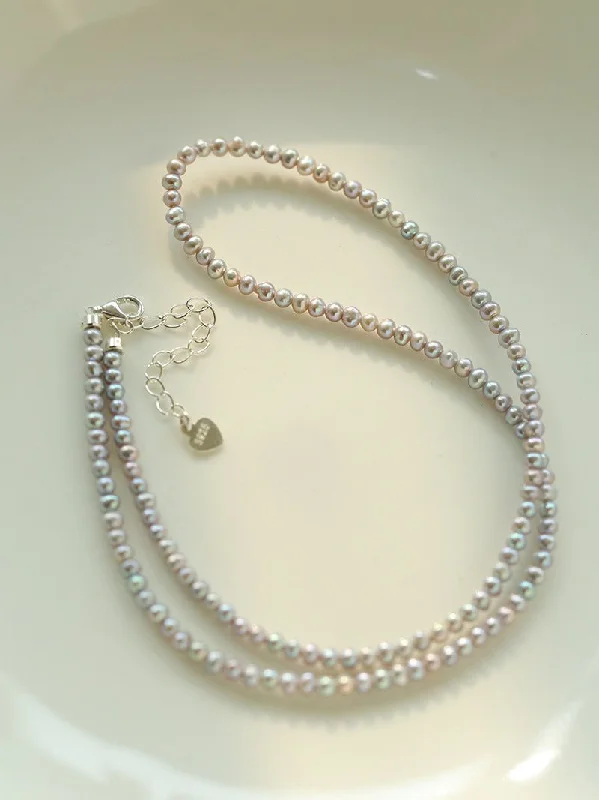 Silver Gray Mini Freshwater Pearl Necklace