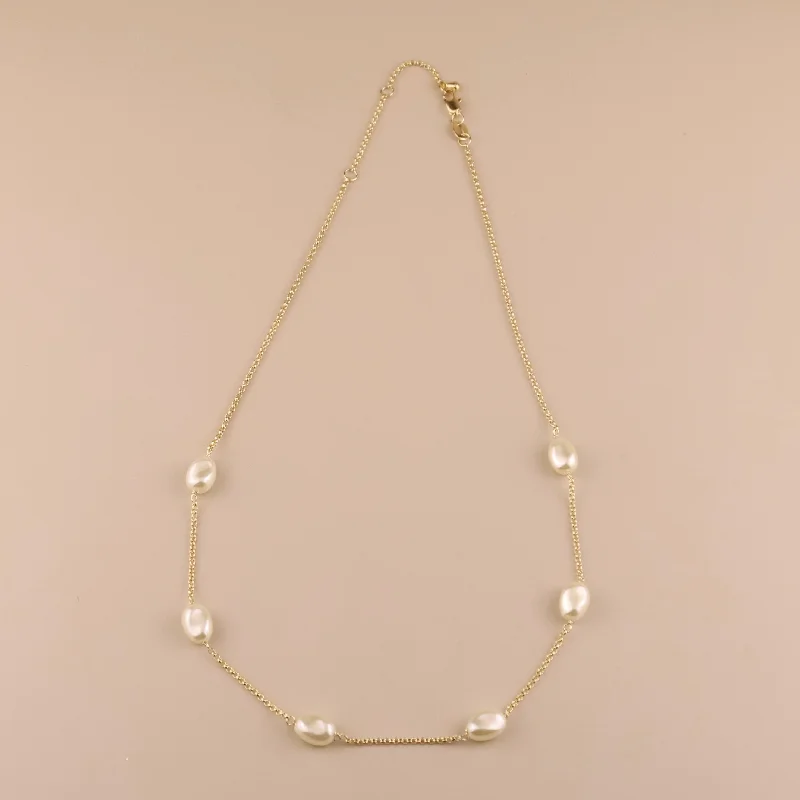 Spaced Baroque Pearls Necklace