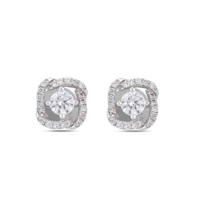 Simple Silver Earrings-Mode Diamond Stud Earrings