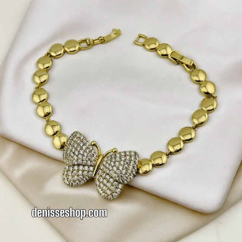 Handmade Charm Bracelet for Women-14K BUTTERFLY GOLD BRACELET BR348