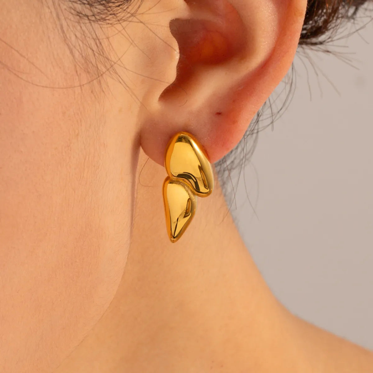 Unique Gold Earrings-1 Pair Vintage Style Irregular Solid Color Plating Stainless Steel 18k Gold Plated Ear Studs