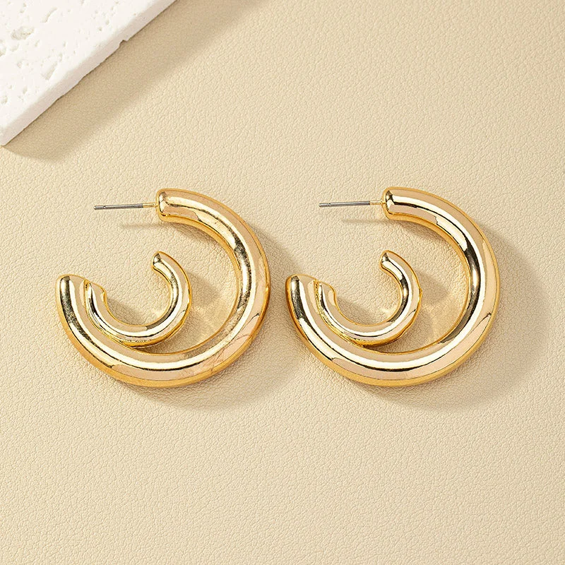 Elegant Drop Earrings-1 Pair Simple Style C Shape Alloy Ear Studs