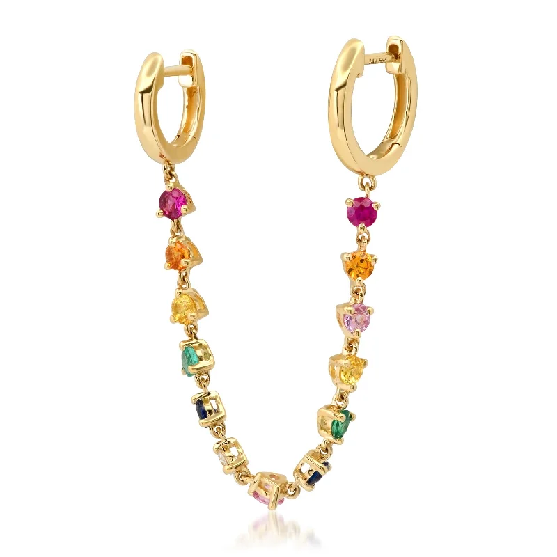 Vintage Earrings for Women-Rainbow Huggie Earring