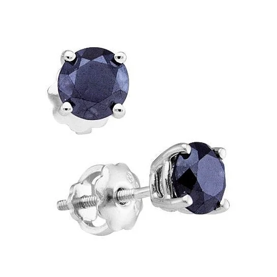 Statement Earrings for Evening-1 CTW Diamond Solitaire Stud Earrings in 10KT White Gold