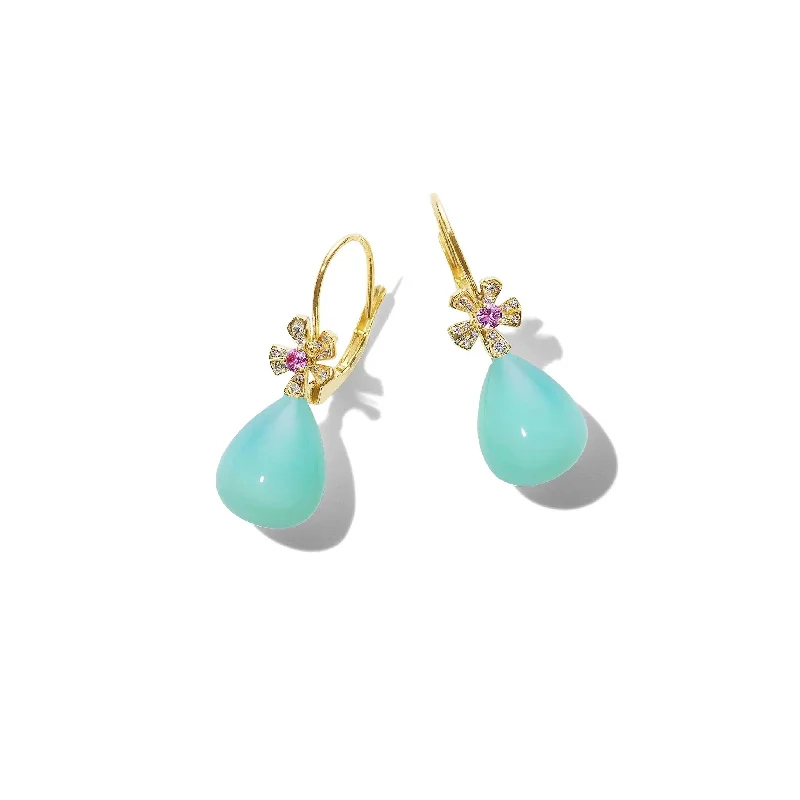 Designer Earrings for Special Occasions-Wonderland Teardrop Green Opal Earrings