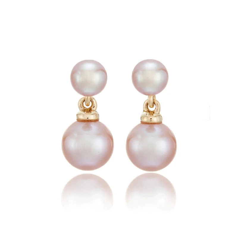 Rose Gold Earrings-Victoria Earrings in Pink Pearls