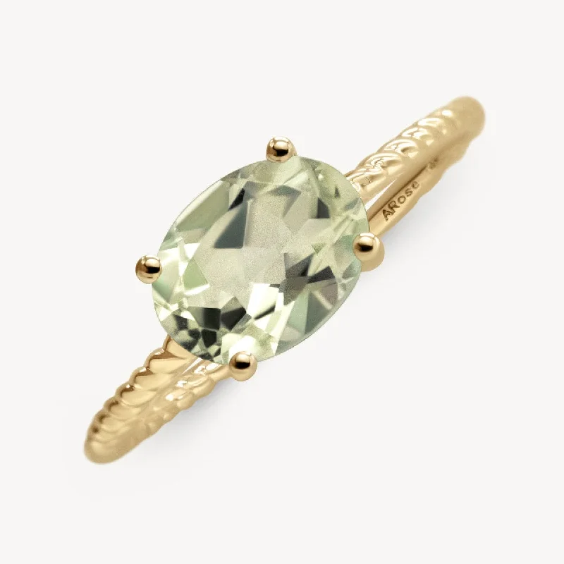 Designer Gold Ring-Green Amethyst Twist Ring