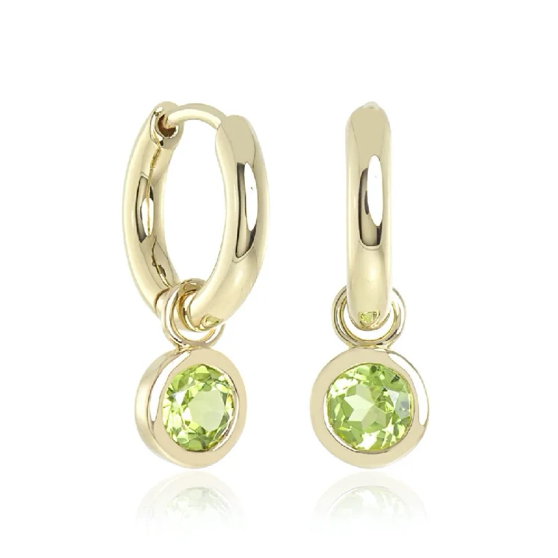 White Gold Earrings-Droplet Hoop Earrings in Peridot