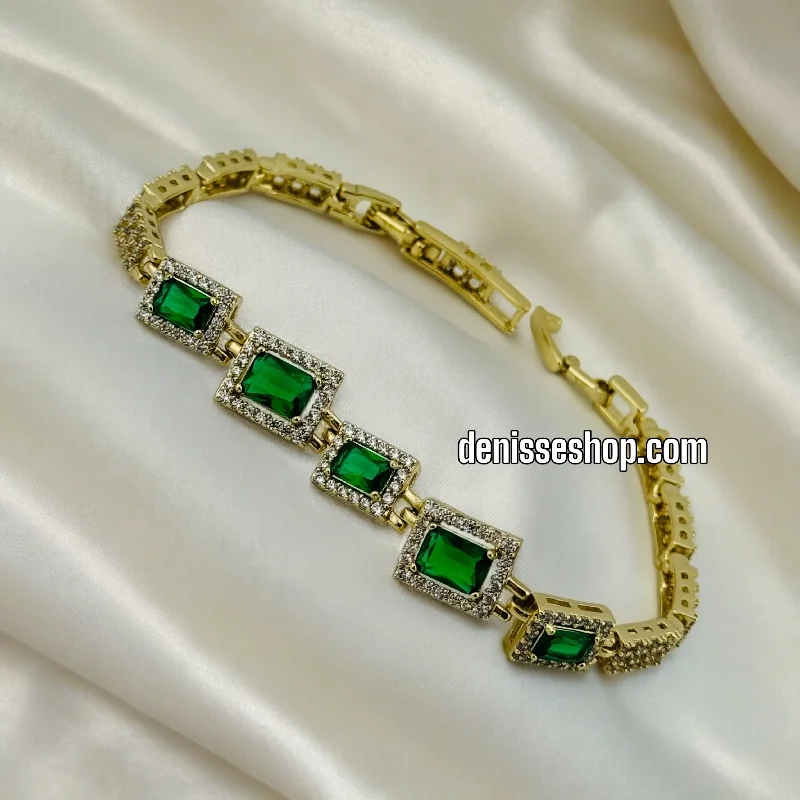 Simple Leather Bracelet for Women-14K GREEN BRACELET BR349