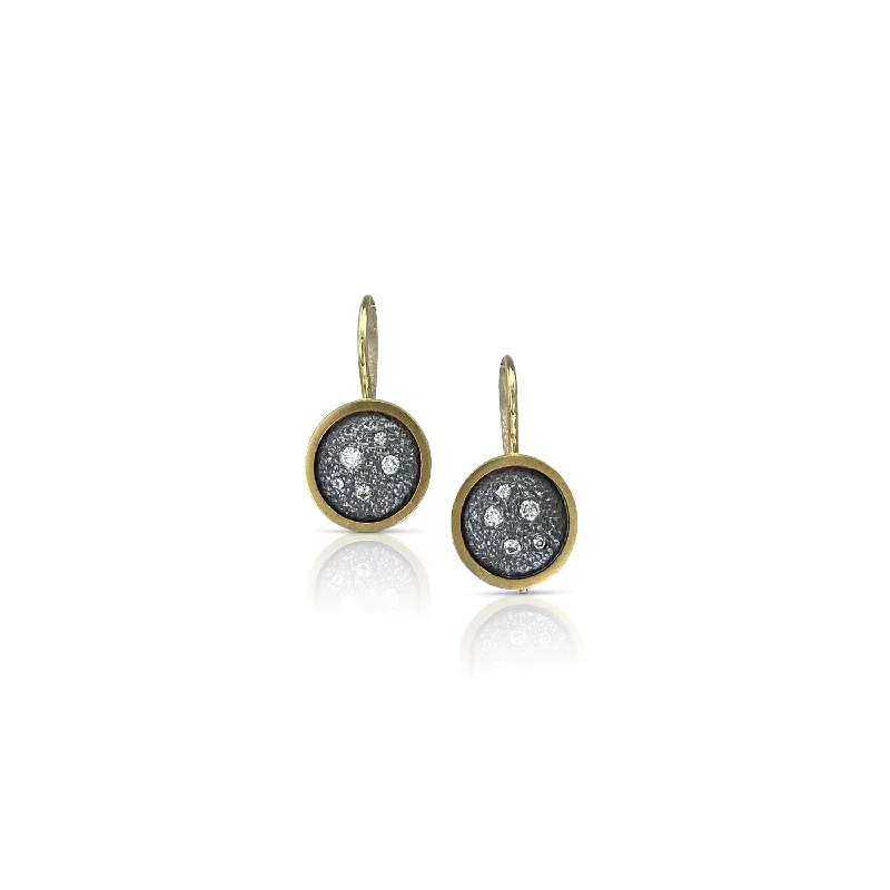 Elegant Long Earrings-Small Silver and Gold Diamond Disc Wire Earring