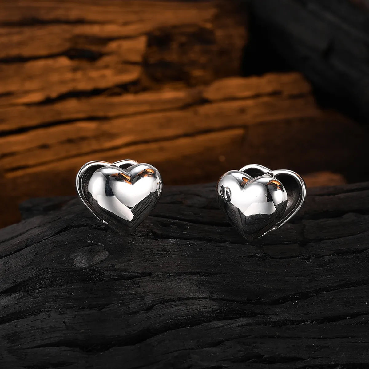 Funky Earrings for Teens-1 Pair Simple Style Heart Shape Plating Copper White Gold Plated Ear Studs