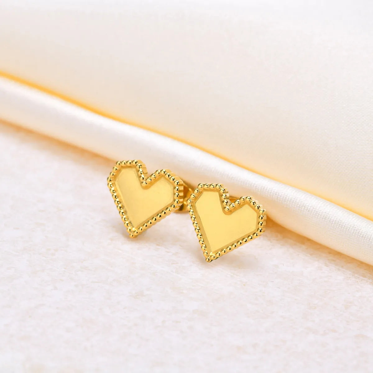 Personalized Name Earrings-1 Pair Simple Style Commute Heart Shape Stainless Steel Gold Plated Ear Studs