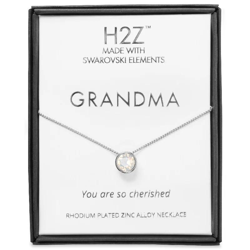 Grandma White Opal 16" - 17.5" Rhodium Necklace