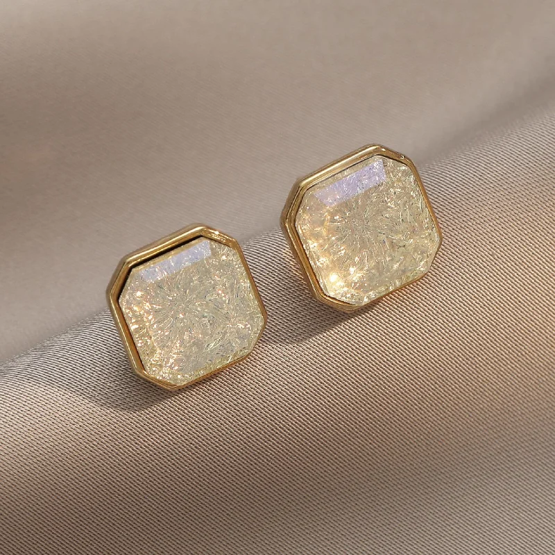 Colorful Drop Earrings for Women-1 Pair Classic Style Square Inlay Copper Zircon Ear Studs