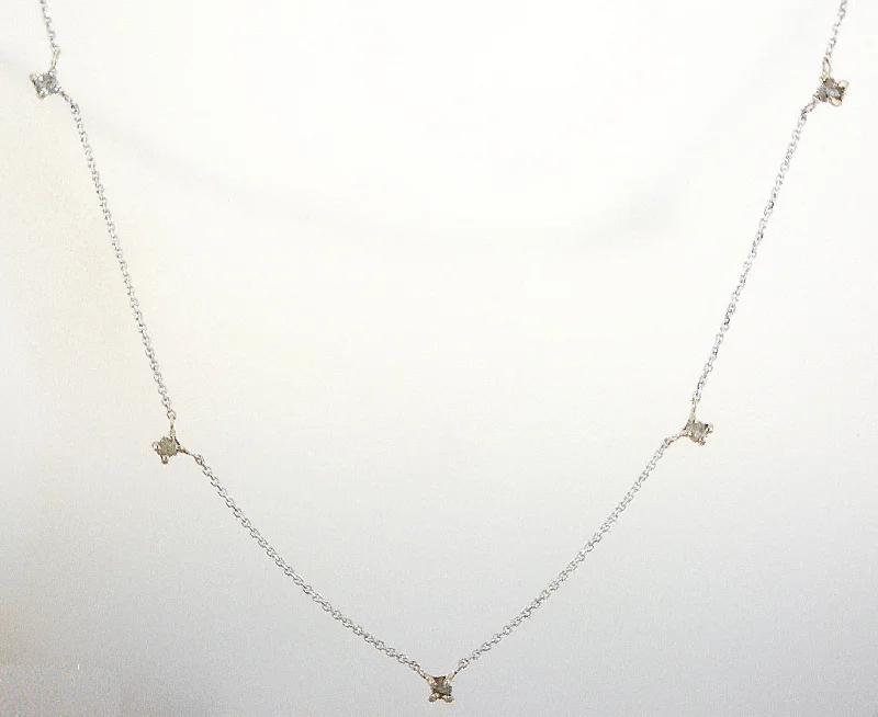 Natural Rough Diamonds 0.41 carat. White gold necklace