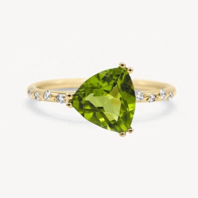 Diamond Eternity Ring-Starry Peridot Trillion Ring